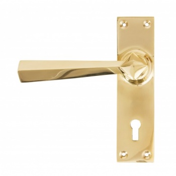 Polished Brass Straight Lever Lock Set